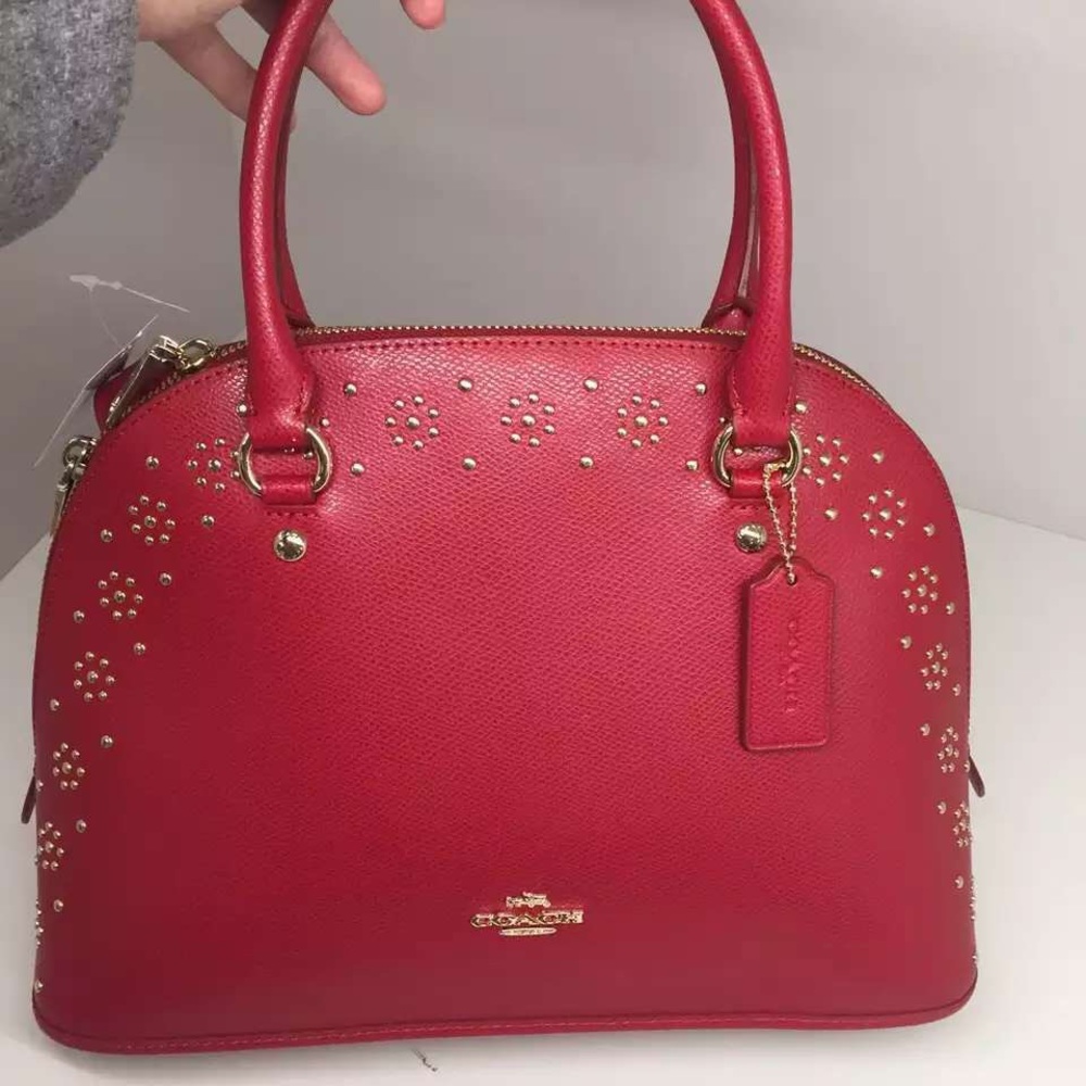 Authentic Coach BORDER STUD CORA DOMED limited design satchel bag NWT - Picture 12 of 12